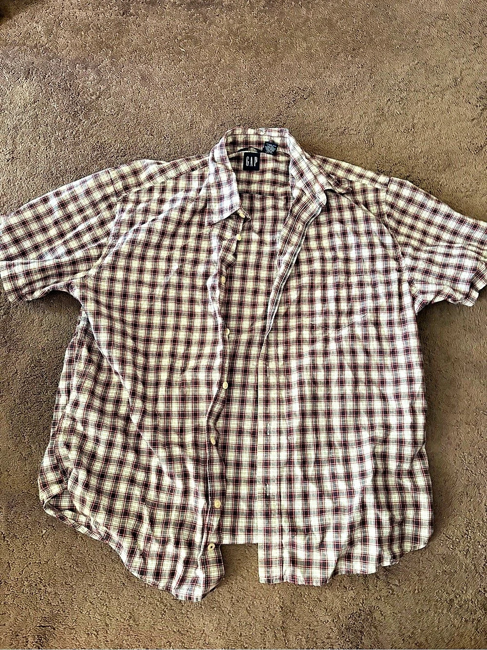 Gap Plaid Cotton Short Sleeve Shirt Size XL Like New